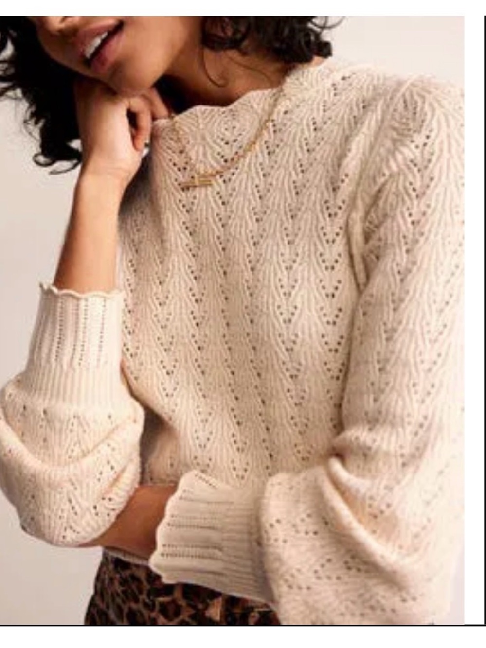 Boden Pointelle Stitch Sweater L